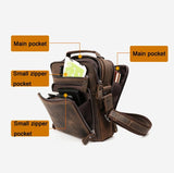 NNEDSZ Men Large Capacity One Shoulder Leather Messenger Bag - Litchi Texture Black