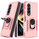 NNEDSZ Galaxy Z Fold 4 Tpu Shockproof Case With Ring - 2 In 1 Design - Pink