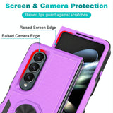 NNEDSZ Galaxy Z Fold 4 Tpu Shockproof Case With Ring - 2 In 1 Design - Pink