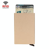 NNEDSZ Metal Rfid Card Holder Wallet - Compact Design - Silver