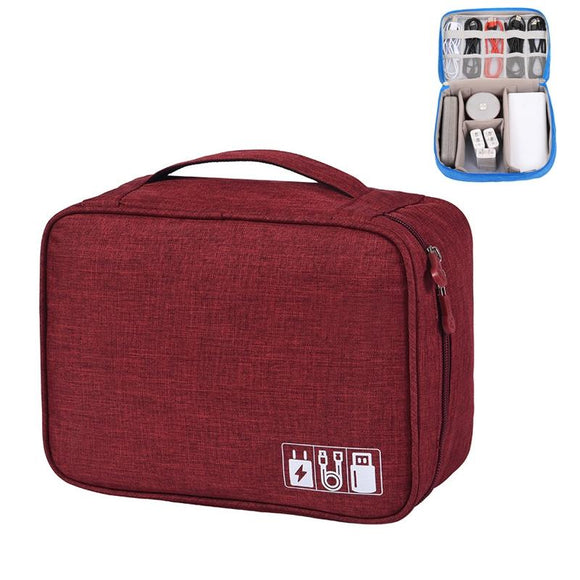 NNEDSZ Versatile Cationic Digital Storage Bag for Data Cables - Wine Red