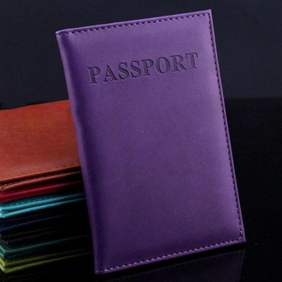 NNEDSZ Travel Passport Cover Faux Leather Holder - Purple