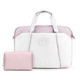 NNEDSZ Computer Handheld Messenger Bag For Apple Macbook / Huawei / Xiaomi / Basne - Ladder Tape Light Blue + Gray Pu Power Package