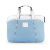 NNEDSZ Computer Handheld Messenger Bag For Apple Macbook / Huawei / Xiaomi / Basne - Ladder Tape Light Blue + Gray Pu Power Package