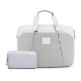 NNEDSZ Computer Handheld Messenger Bag For Apple Macbook / Huawei / Xiaomi / Basne - Ladder Tape Light Blue + Gray Pu Power Package