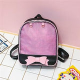 NNEDSZ Mini Clear Kids Backpack with Bow - Perfect for School - Black Pink