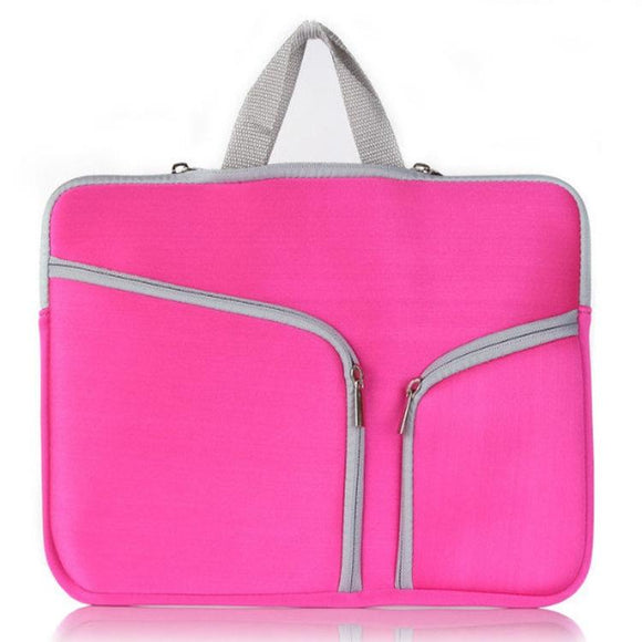 NNEDSZ 13 Inch Multi-Pocket Laptop Liner Bag For Diving Material Computer - Rose