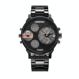 NNEDSZ Stylish Waterproof Dual Quartz Watch With Stainless Steel Band - Orange