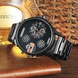 NNEDSZ Stylish Waterproof Dual Quartz Watch With Stainless Steel Band - Orange