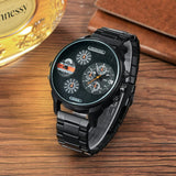 NNEDSZ Stylish Waterproof Dual Quartz Watch With Stainless Steel Band - Orange