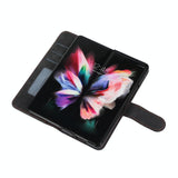NNEDSZ Samsung Galaxy Z Fold 4 Leather Phone Case With Pen Slot - Horizontal Flip