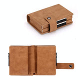 NNEDSZ Secure Dual Card Wallet With Rfid Blocking - Crocodile Pattern Coffee