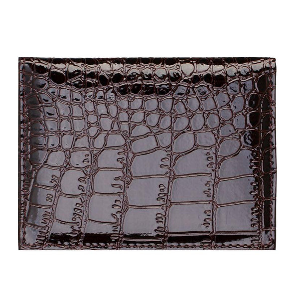 NNEDSZ Pu Crocodile Pattern Card Holder Fits Cdc Documents - Brown