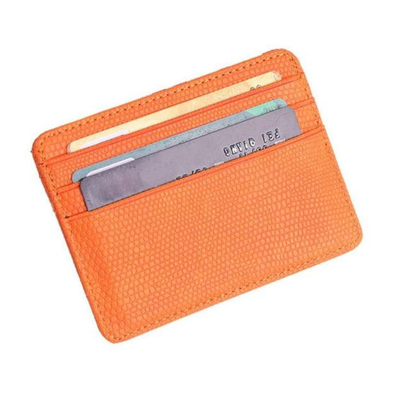 NNEDSZ Lizard Pattern Pu Leather Card Holder Compact Bank Card Set - Orange