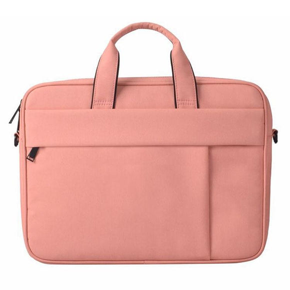 NNEDSZ 14.1 Inch Waterproof Anti-theft One-shoulder Handbag with Suitcase Belt - Pink