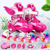 NNEDSZ Adjustable Kids Roller Skates Set - Single Flash Wheels - Size S