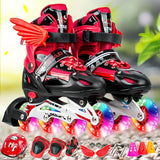 NNEDSZ Adjustable Kids Roller Skates Set - Single Flash Wheels - Size S