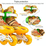 NNEDSZ Adjustable Kids Roller Skates Set - Single Flash Wheels - Size S