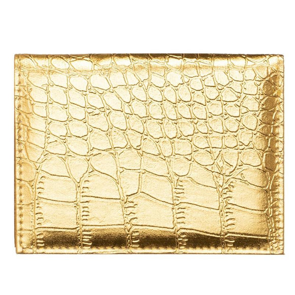 NNEDSZ Pu Crocodile Pattern Card Holder Fits Cdc Documents - Gold