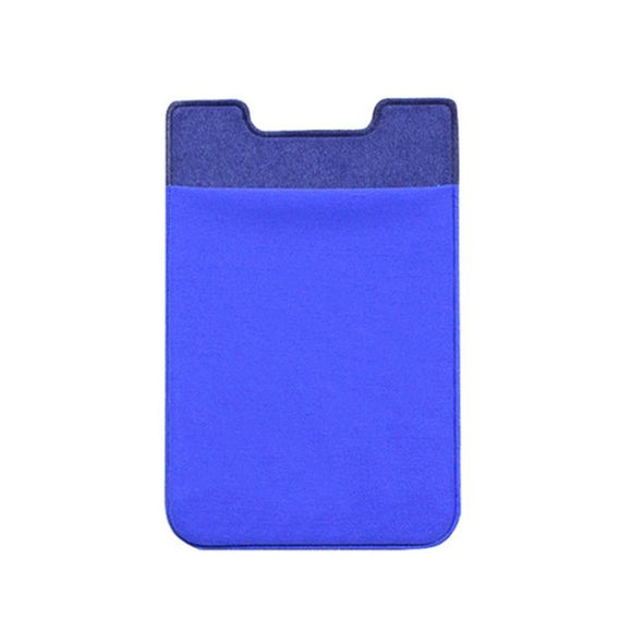 NNEDSZ Lycra Phone Card Holder Stretch Back Sticker Wallet For Cards Bus Pass Bank Fits Most Phones - Deep Blue