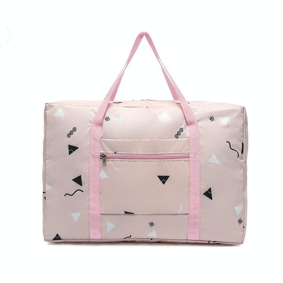 NNEDSZ Waterproof Foldable Travel Bag - Compact & Durable - Pink Plaid