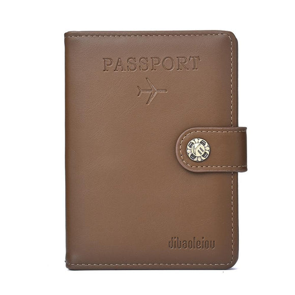 NNEDSZ Multi Functional Passport Case With Buckle Dibaoleiou Pu Leather - Dark Brown
