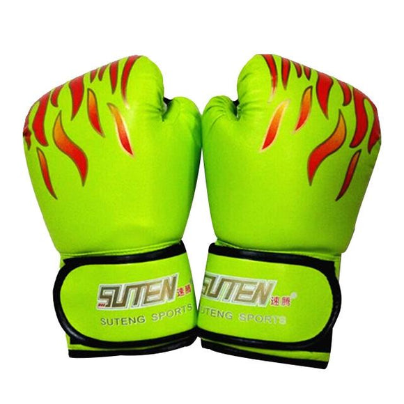 NNEDSZ Adult Flame Pattern Pu Leather Boxing Gloves - Green