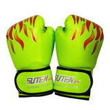 NNEDSZ Adult Flame Pattern Pu Leather Boxing Gloves - Green