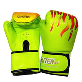 NNEDSZ Adult Flame Pattern Pu Leather Boxing Gloves - Green