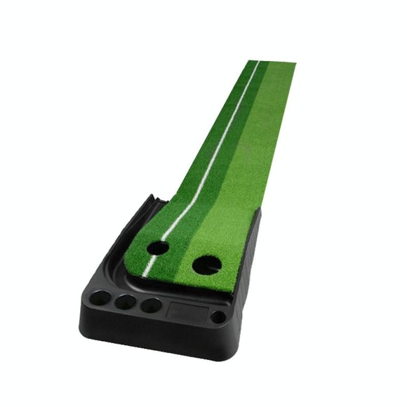 NNEDSZ 2.5m Golf Mini Putting Mat with Push Rod Trainer - Fairway Green