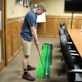 NNEDSZ 2.5m Golf Mini Putting Mat with Push Rod Trainer - Fairway Green
