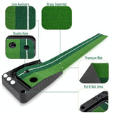 NNEDSZ 2.5m Golf Mini Putting Mat with Push Rod Trainer - Fairway Green