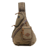 NNEDSZ Multi Function Canvas Chest Bag Shoulder Messenger Crossby Bag - Army Green