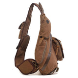 NNEDSZ Multi Function Canvas Chest Bag Shoulder Messenger Crossby Bag - Army Green