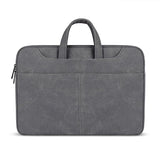 NNEDSZ Waterproof Portable One-shoulder Handbag for 14.1 Laptops with Magic Stick & Suitcase Belt - Pu Leather Zipper Hidden Strap - Dark Gray