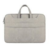 NNEDSZ Waterproof Portable One-shoulder Handbag for 14.1 Laptops with Magic Stick & Suitcase Belt - Pu Leather Zipper Hidden Strap - Dark Gray