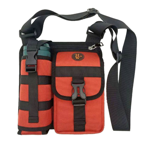 NNEDSZ Vibe Geeks Waterproof Camping Wear Resistant Chest Crossbody Sling Shoulder Bags with Water Bottle Holder - Orange