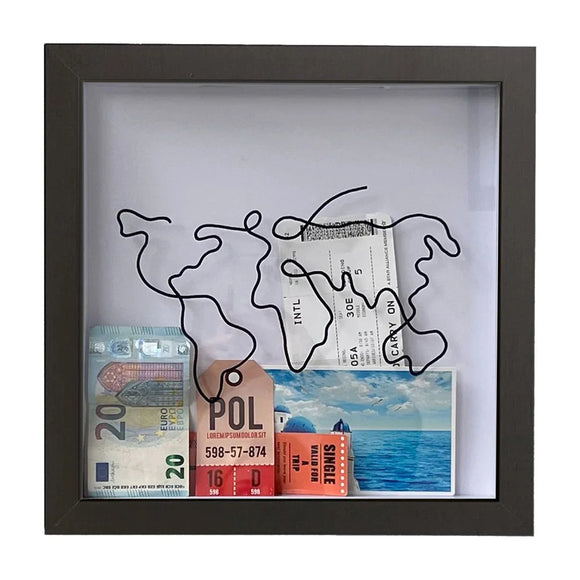 NNEDSZ Vibe Geeks Adventure Archive Box Wood Frame Travel Tickets Keepsakes Storage Frame - Black - Medium