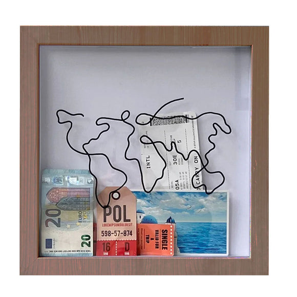 NNEDSZ Vibe Geeks Adventure Archive Box Wood Frame Travel Tickets Keepsakes Storage Frame - Coffee - Medium