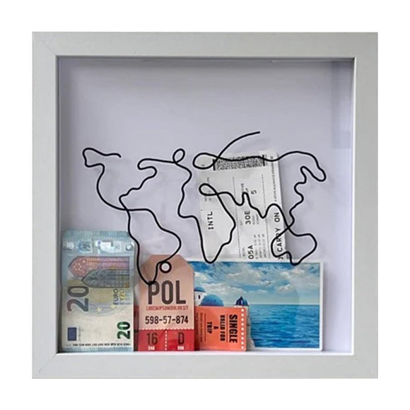 NNEDSZ Vibe Geeks Adventure Archive Box Wood Frame Travel Tickets Keepsakes Storage Frame - White - Medium