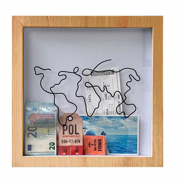 NNEDSZ Vibe Geeks Adventure Archive Box Wood Frame Travel Tickets Keepsakes Storage Frame - Wood - Small