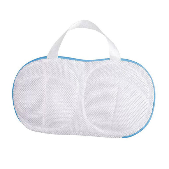 NNEDSZ Vibe Geeks High Permeability Mesh Bra-shaped Lingerie Laundry Bags with Handle and Zipper - Blue