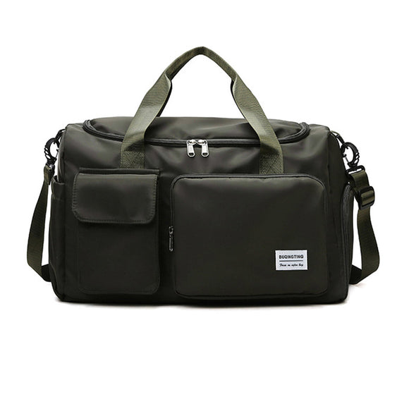 NNEDSZ Vibe Geeks Waterproof and Lightweight Zipper Sports Gym Bag with Shoe Compartment - Army Green