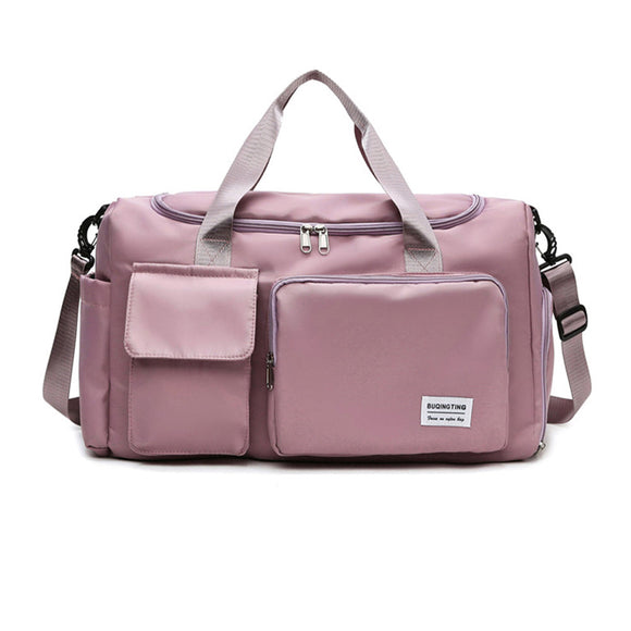 NNEDSZ Vibe Geeks Waterproof and Lightweight Zipper Sports Gym Bag with Shoe Compartment - Dark Pink