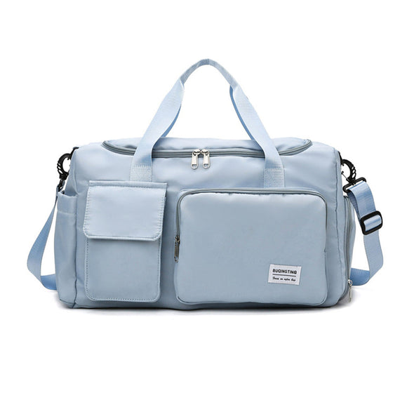 NNEDSZ Vibe Geeks Waterproof and Lightweight Zipper Sports Gym Bag with Shoe Compartment - Sky Blue