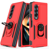 NNEDSZ Galaxy Z Fold 4 Tpu Shockproof Case With Ring - 2 In 1 Design - Red
