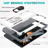 NNEDSZ Galaxy Z Fold 4 Tpu Shockproof Case With Ring - 2 In 1 Design - Red