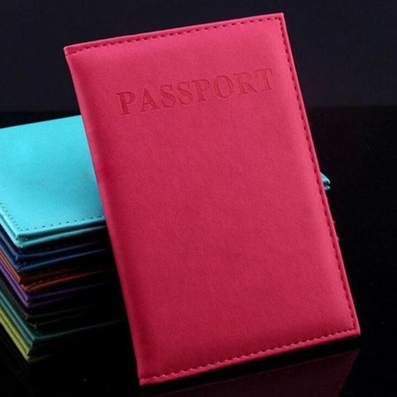 NNEDSZ Travel Passport Cover Faux Leather Holder - Rose Red