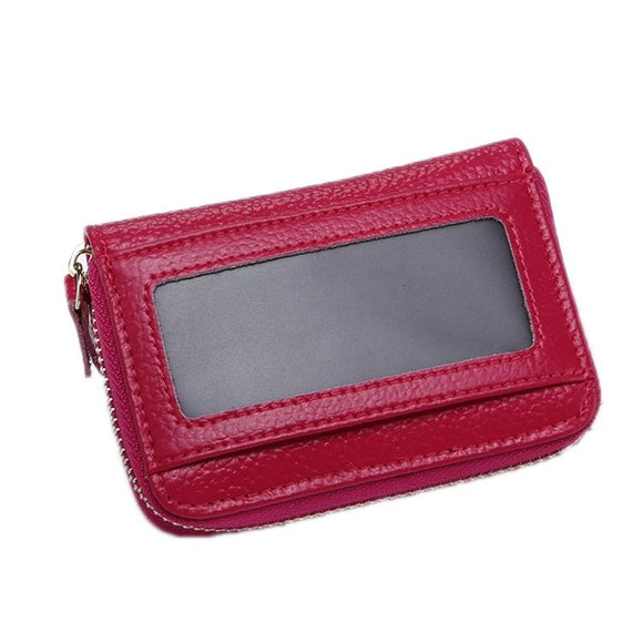 NNEDSZ Multi Position Zipper Organ Card Holder Versatile Business Accessory - Rose Red