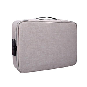 NNEDSZ Waterproof Multi-layer Laptop Bag with Password Lock - Grey
